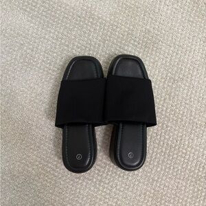 Women's Platform Black Slide Sandals